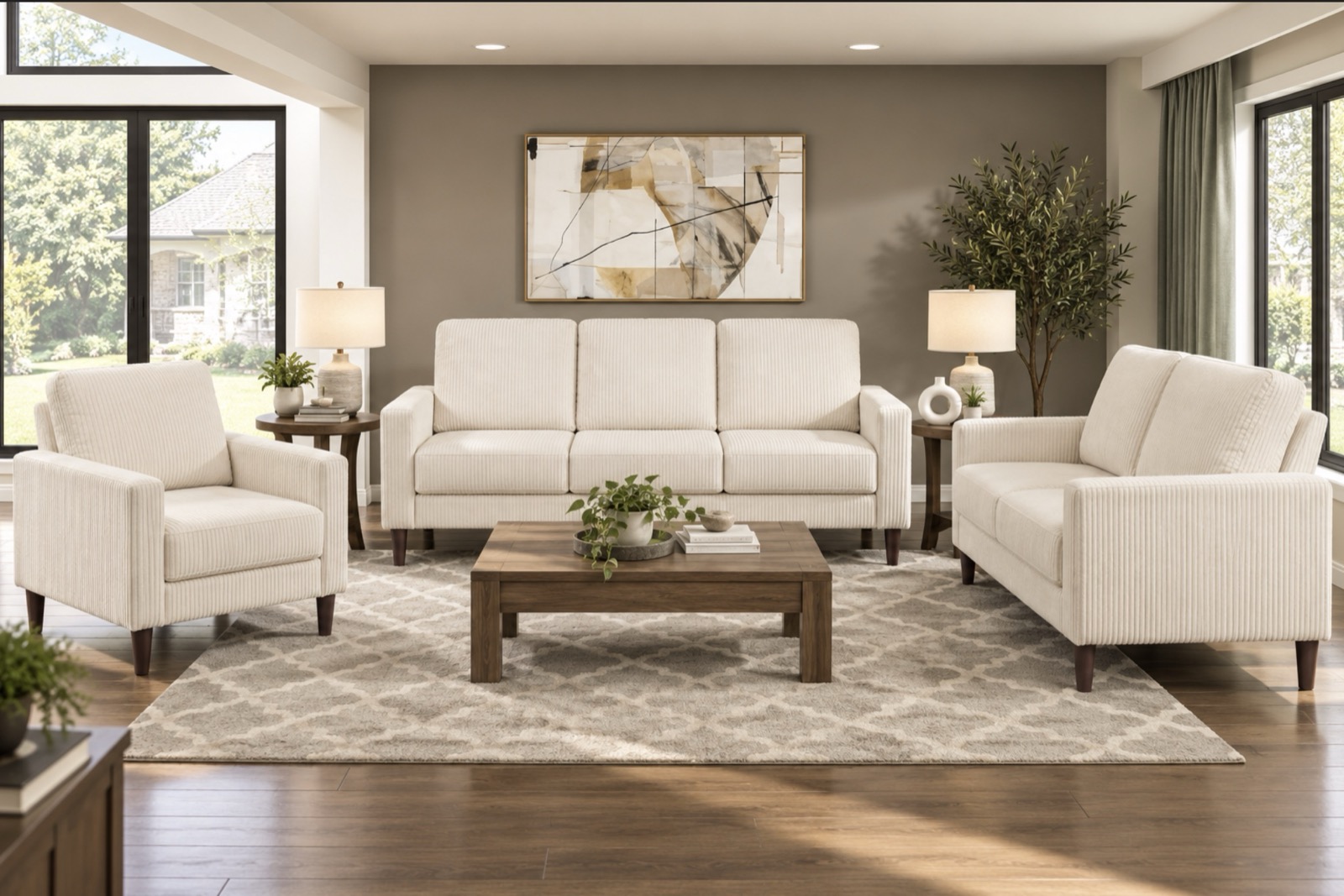 Albany Corduroy Collection, beige, grey, taupe, view 3