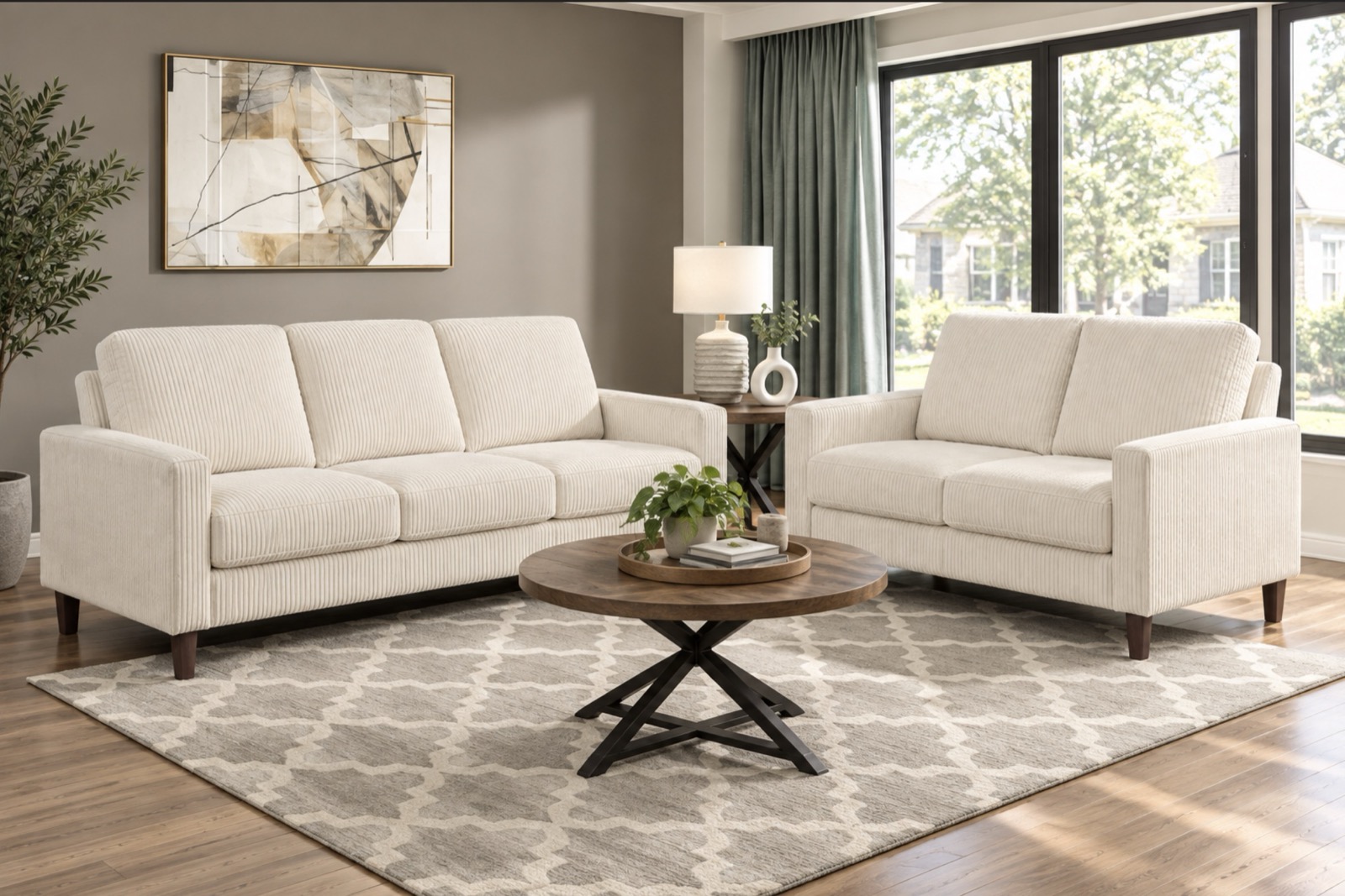 Albany Corduroy Collection, beige, grey, taupe, view 2