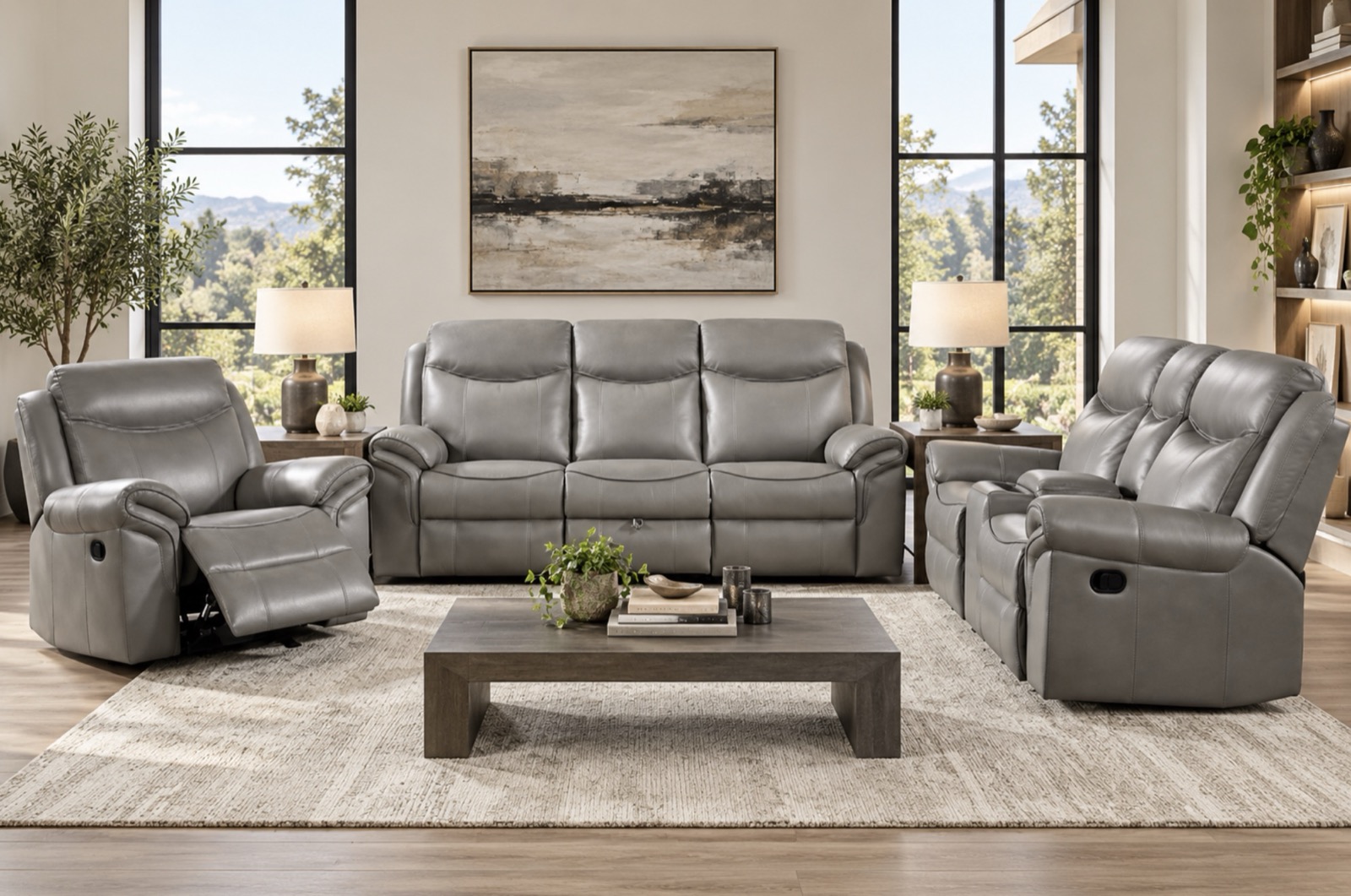 Ashby Reclining Collection, grey, brown, view 6