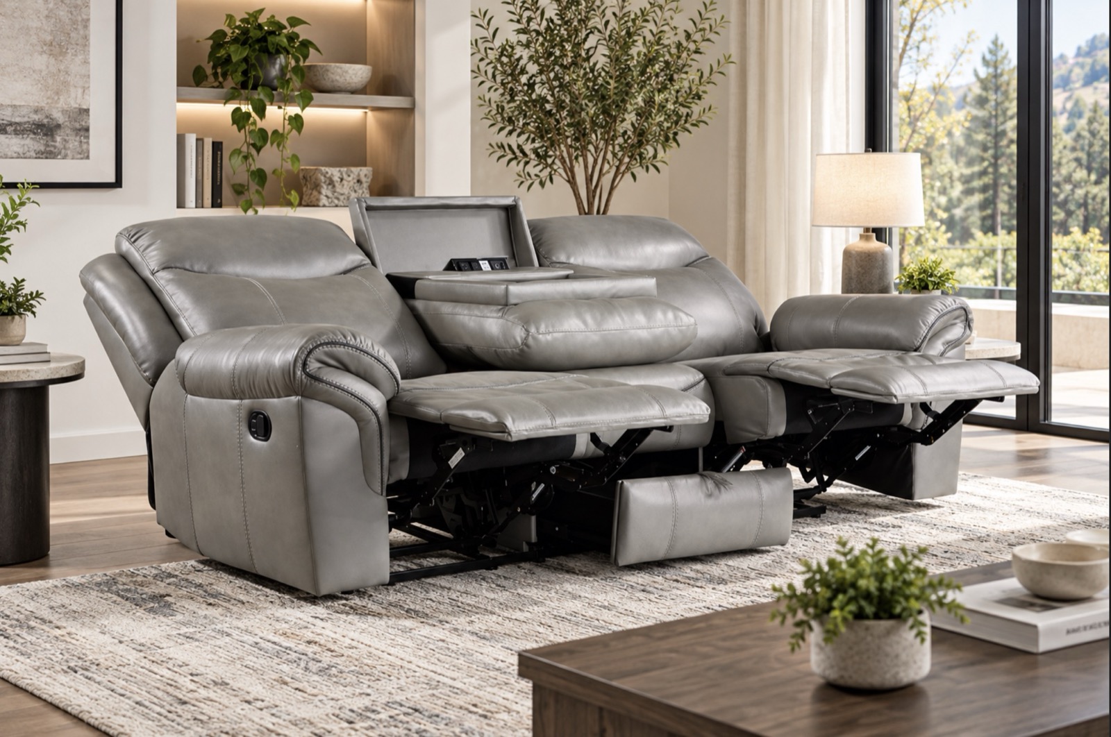Ashby Reclining Collection, grey, brown, view 3