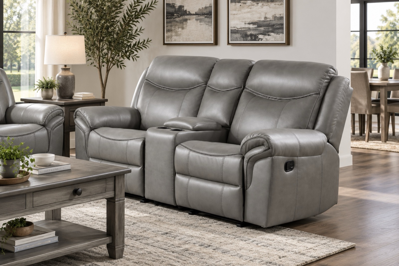 Ashby Reclining Collection, grey, brown, view 2