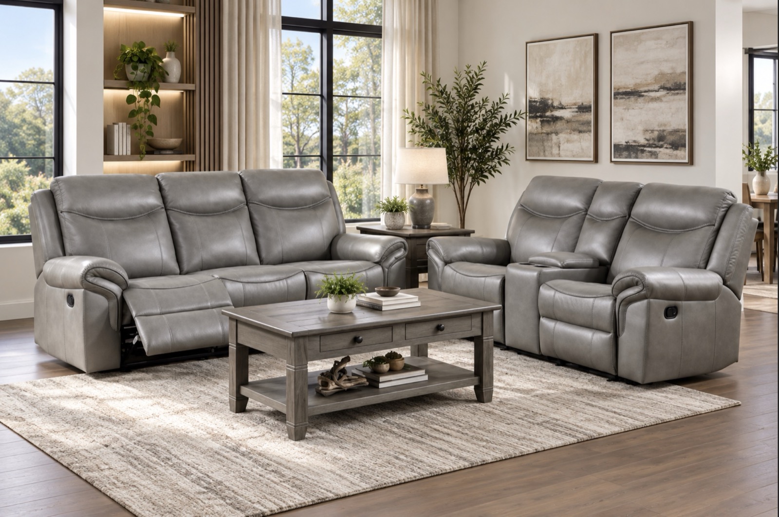 Ashby Reclining Collection, grey, brown, view 5