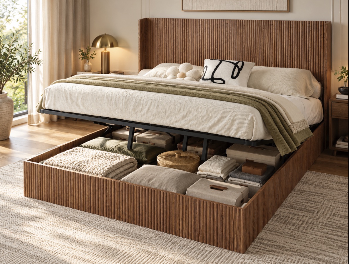 Briones Lift-Storage Bed, walnut, view 3