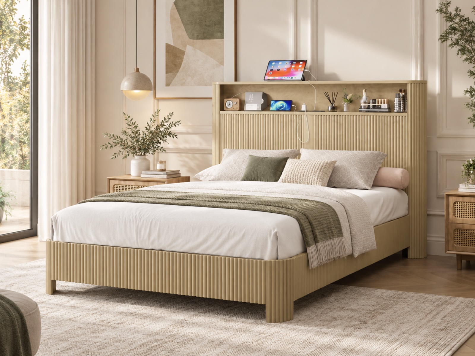 Canyon Fluted Bed Collection, natural, walnut