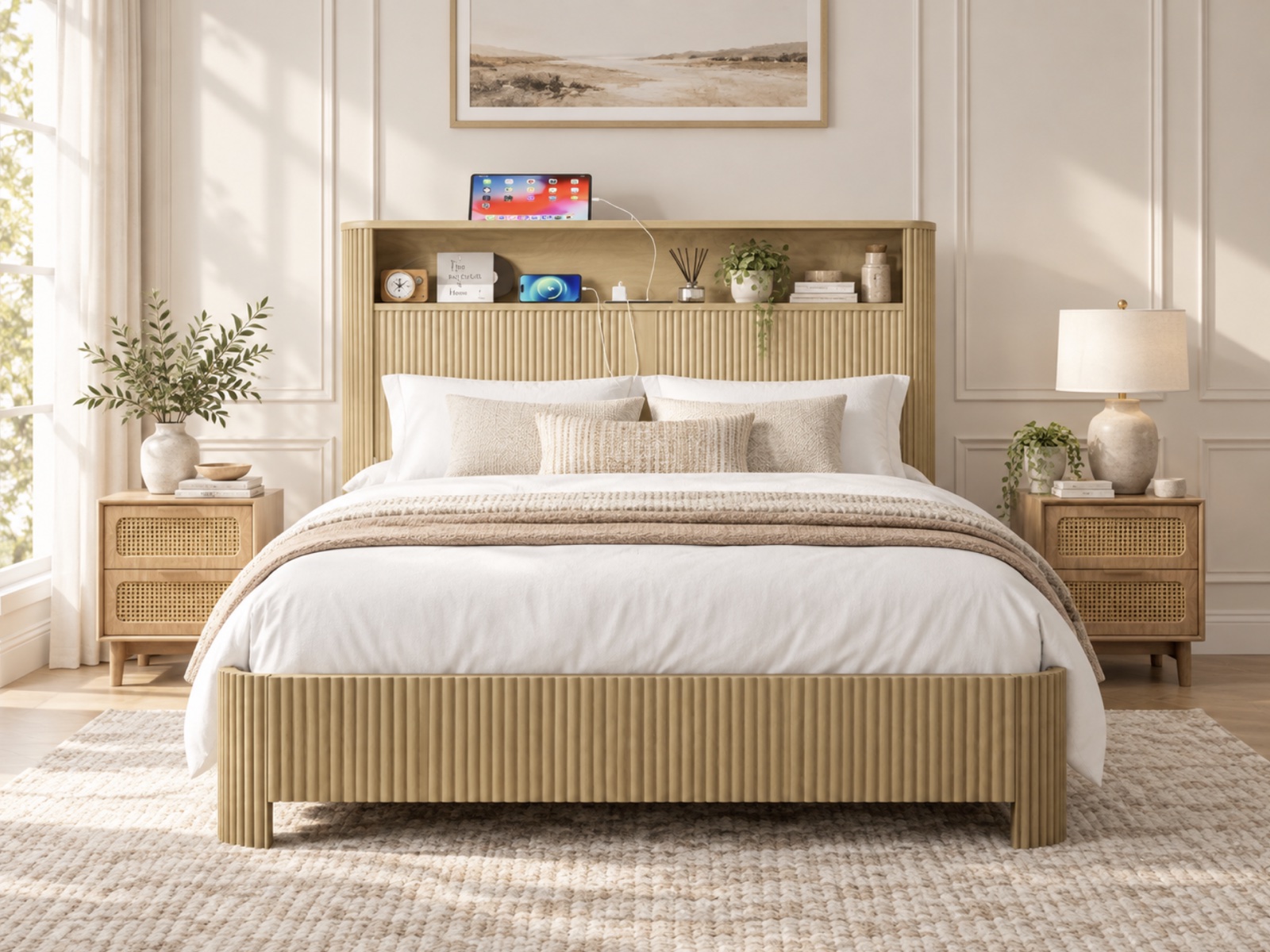 Canyon Fluted Bed Collection, natural, walnut, view 2