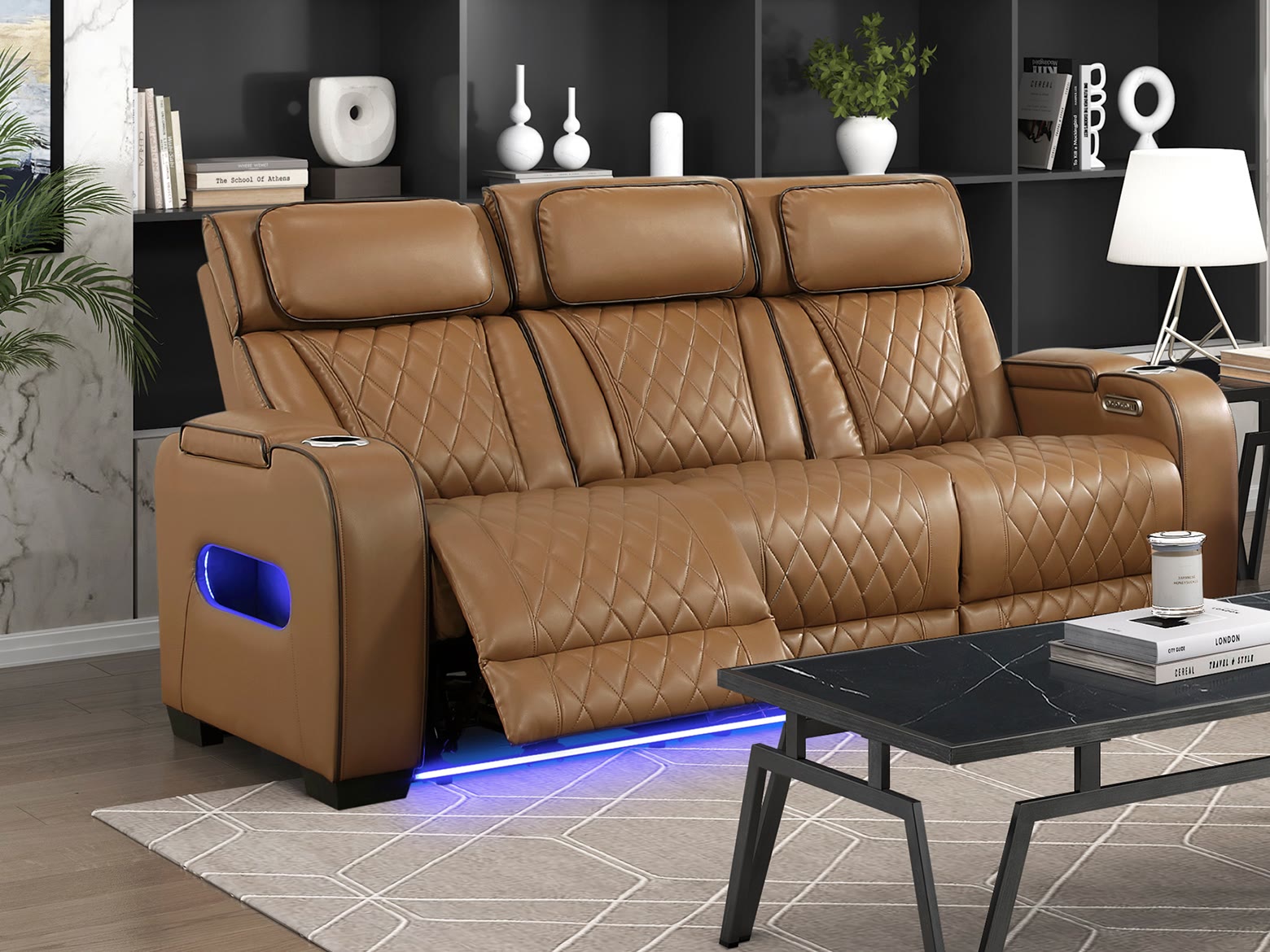 Fairway - Power Double Reclining Sofa - Brown, brown
