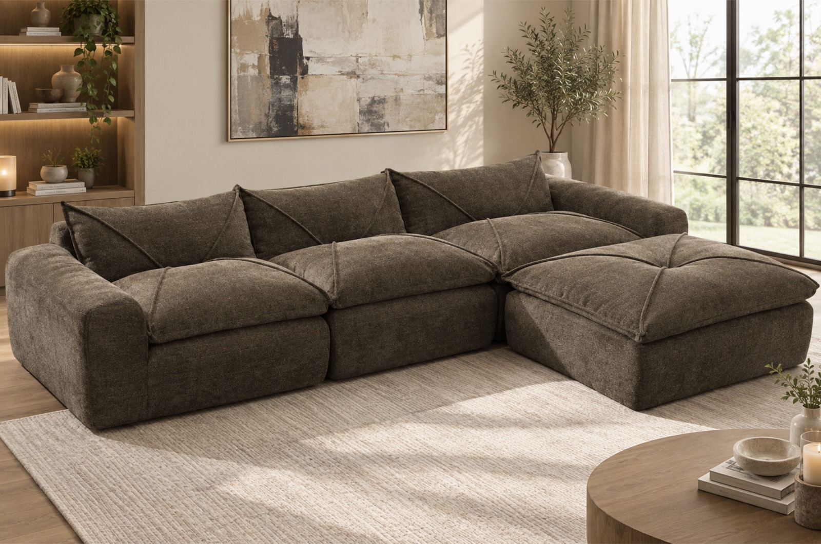 Rockridge Cloud Form Sectional, brown