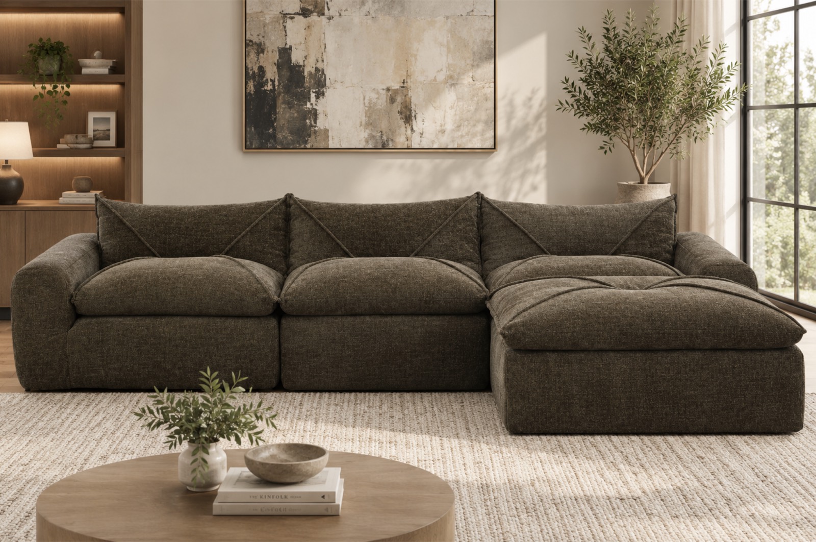 Rockridge Cloud Form Sectional, brown, view 2