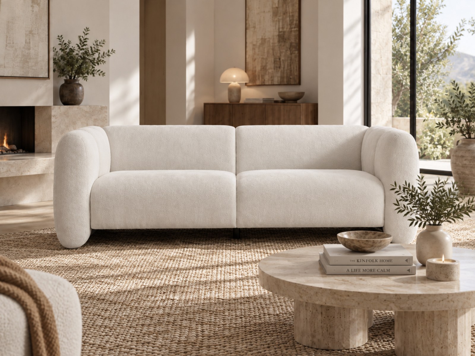 Solano Wave Sofa, ivory