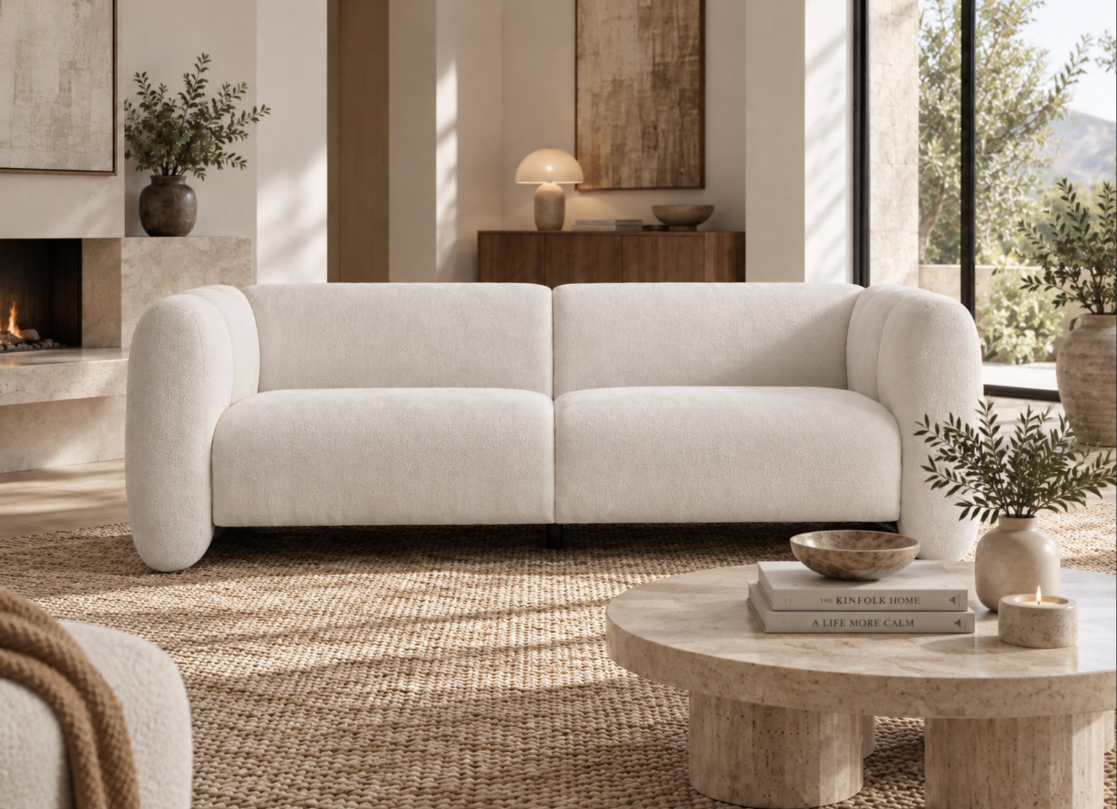 Solano Wave Sofa, ivory, view 2