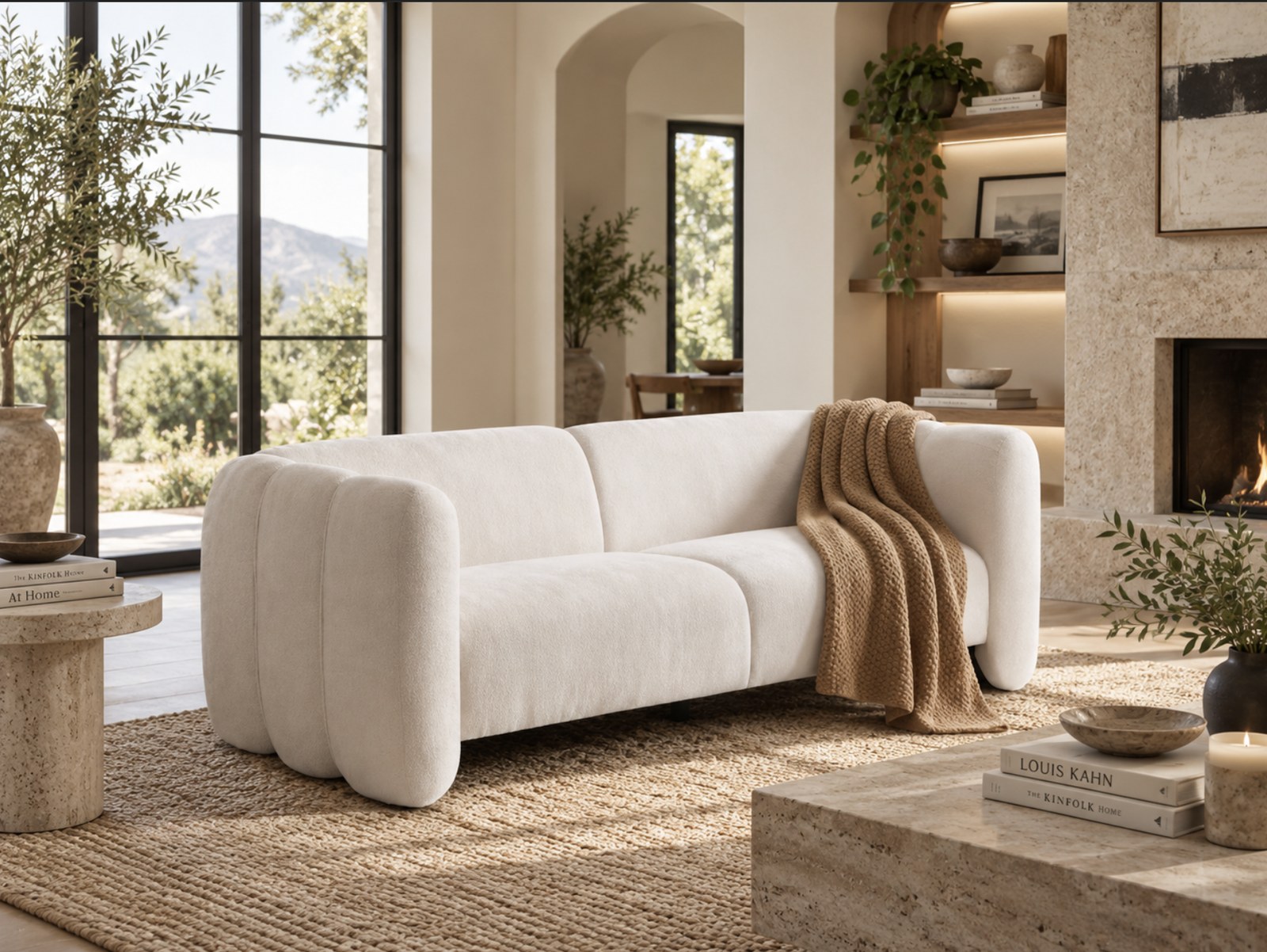 Solano Wave Sofa, ivory, view 3