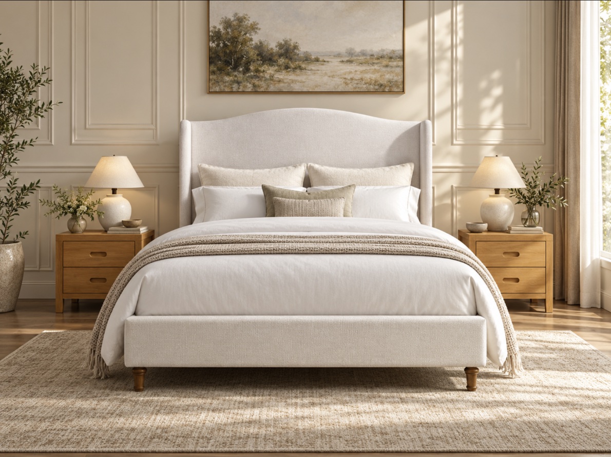Sunol Wingback Bed, ivory