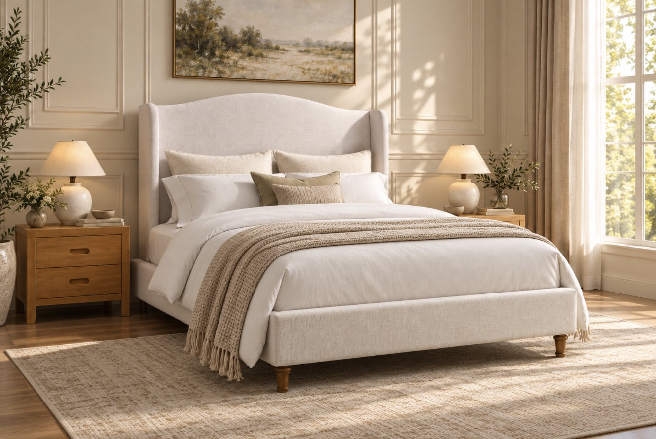 Sunol Wingback Bed, ivory, view 2