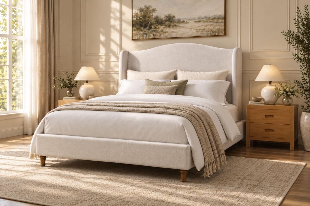 Sunol Wingback Bed, ivory, view 3