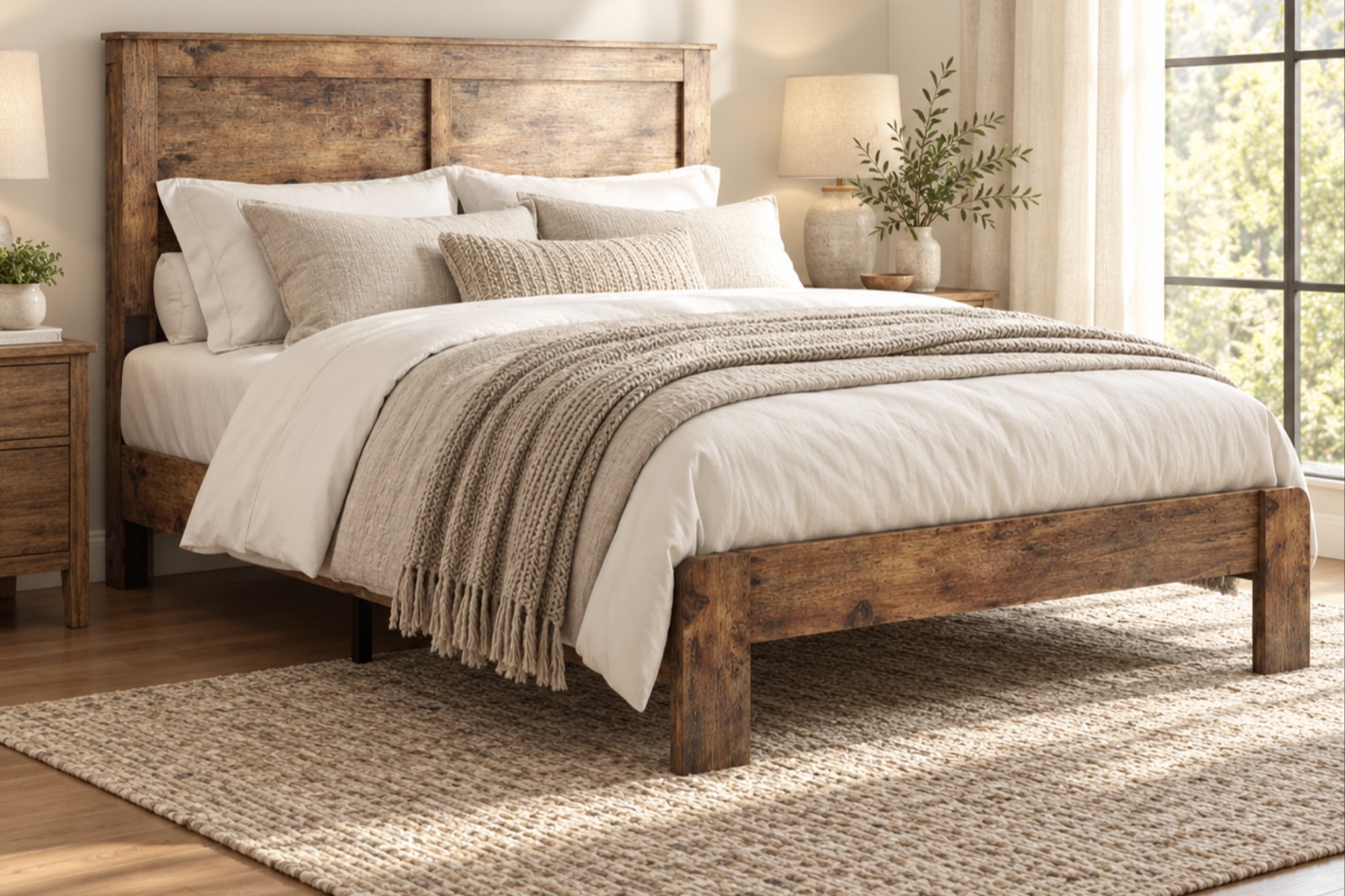 Tilden Platform Bed, rustic brown, black